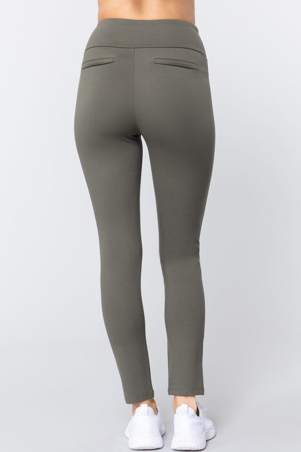 Women's Long Ponte Yoga Pants Rayon Stretch Knit Waist Band Leggings Gym Fitness