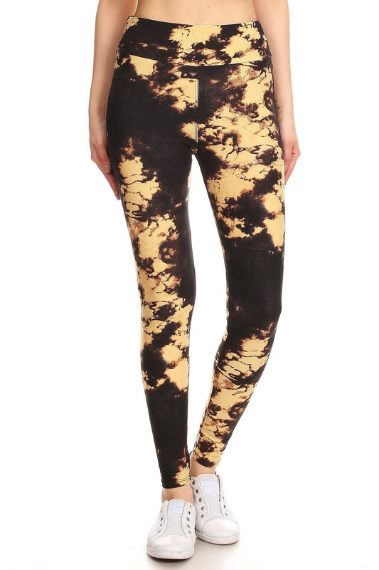 Women's Tie Dye Print Leggings High Waist Yoga Pants Stretch Gym Fitness