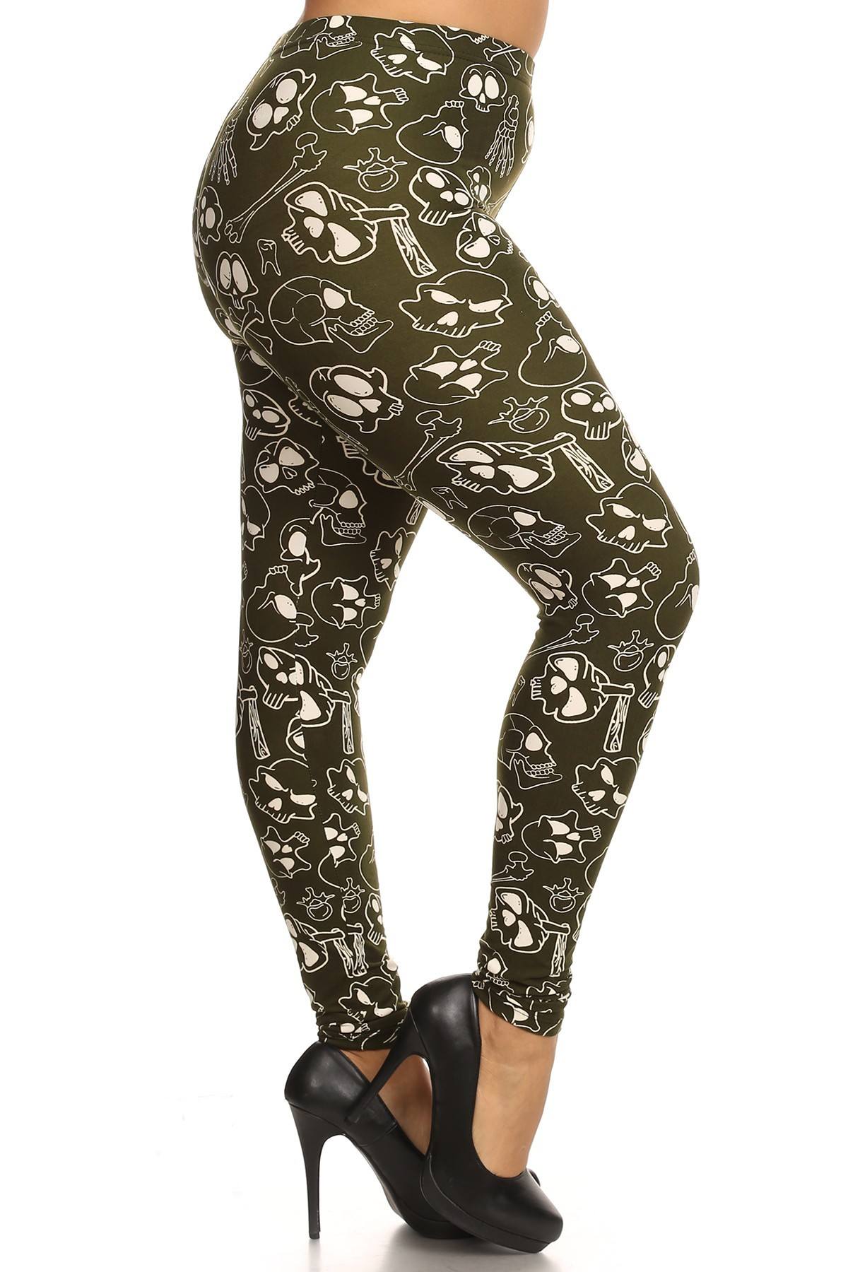 Women's Skulls Bones Graphic Printed Leggings High Waist Yoga Pants Gym Fitness