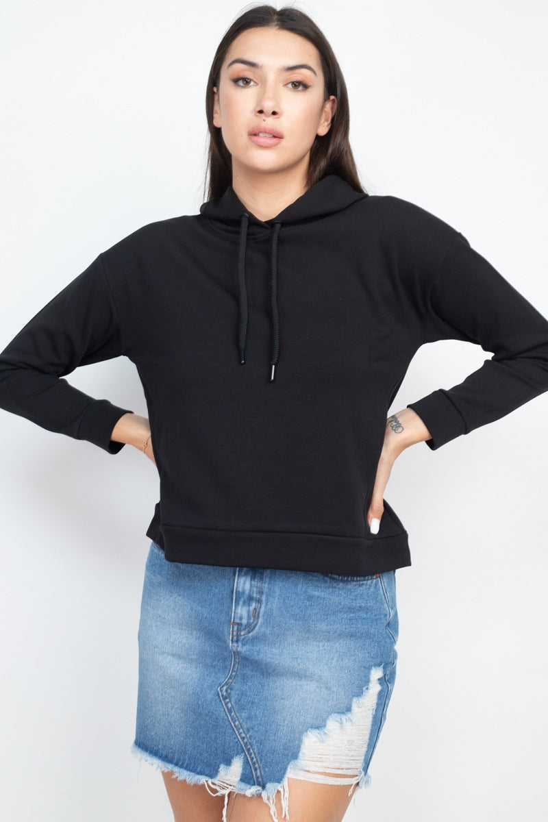 Women's Pullover Hoodie Sweatshirt Long Sleeves Self-tie Drawstrings Sweater