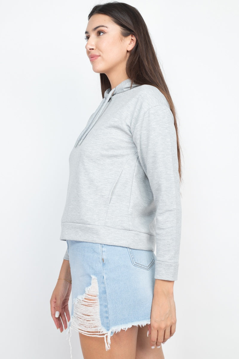 Women's Pullover Hoodie Sweatshirt Long Sleeves Self-tie Drawstrings Sweater