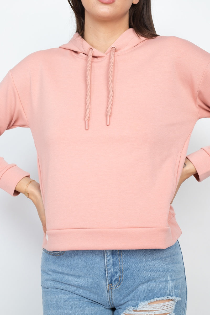 Women's Pullover Hoodie Sweatshirt Long Sleeves Self-tie Drawstrings Sweater