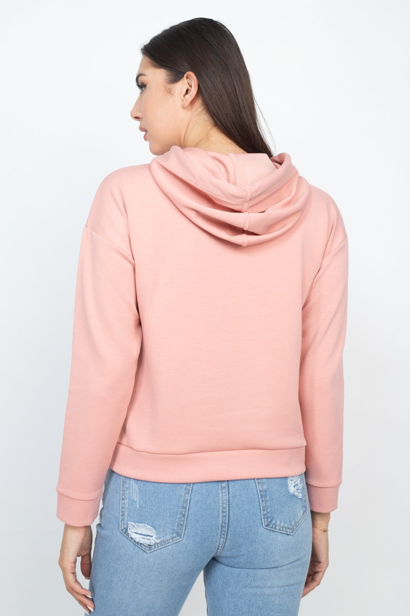 Women's Pullover Hoodie Sweatshirt Long Sleeves Self-tie Drawstrings Sweater