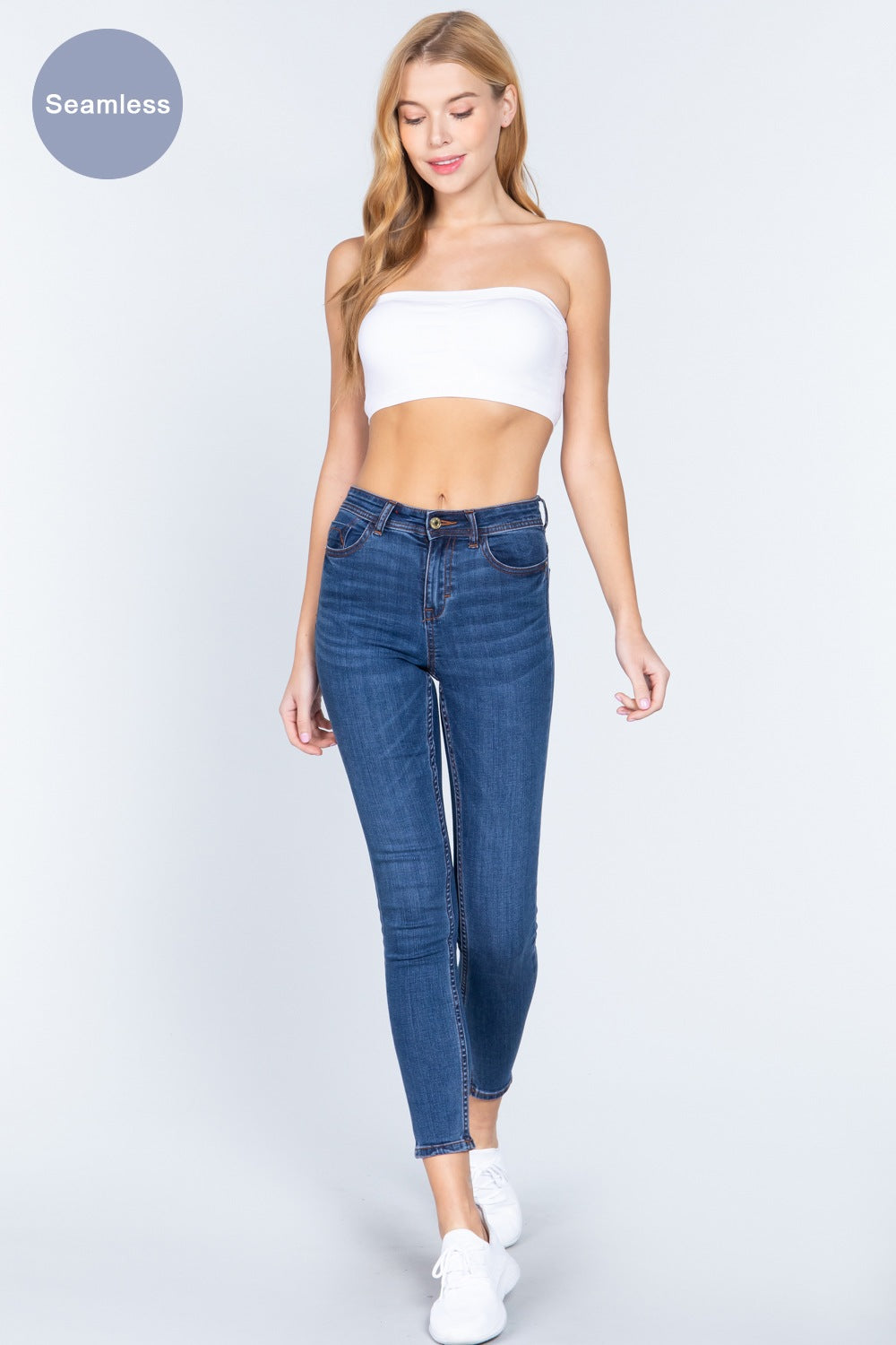 Women's Inside Bra-cup Seamless Solid Bandeau Strapless Bra Top