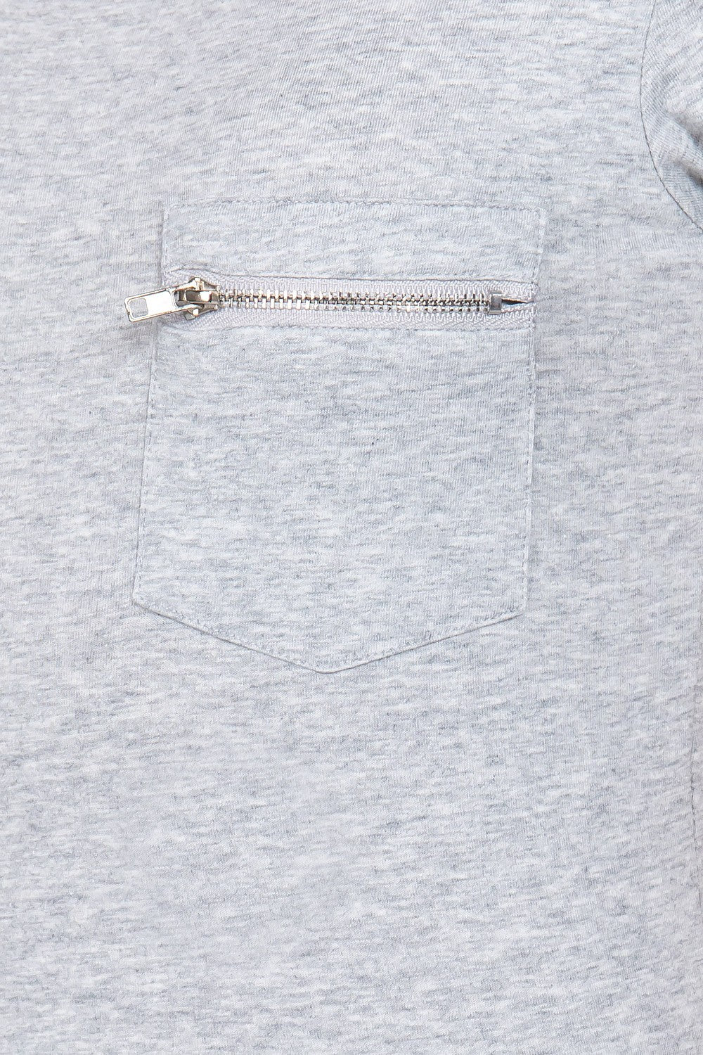 Women's Round Neck Short Sleeve Cotton Top Zipper Pocket T-Shirt - Heather Grey