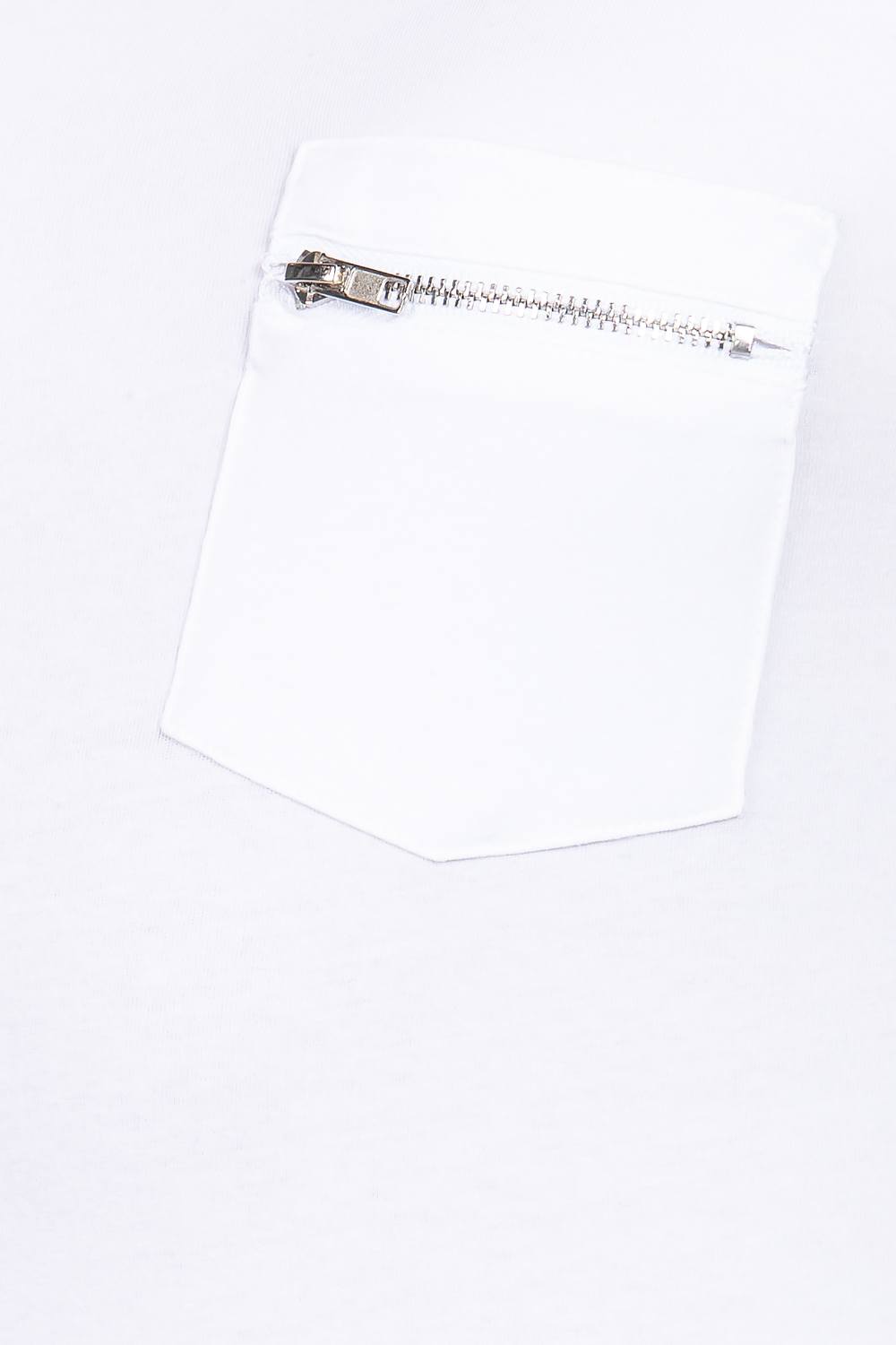 Women's Round Neck Short Sleeve Cotton Top Zipper Pocket T-Shirt - White