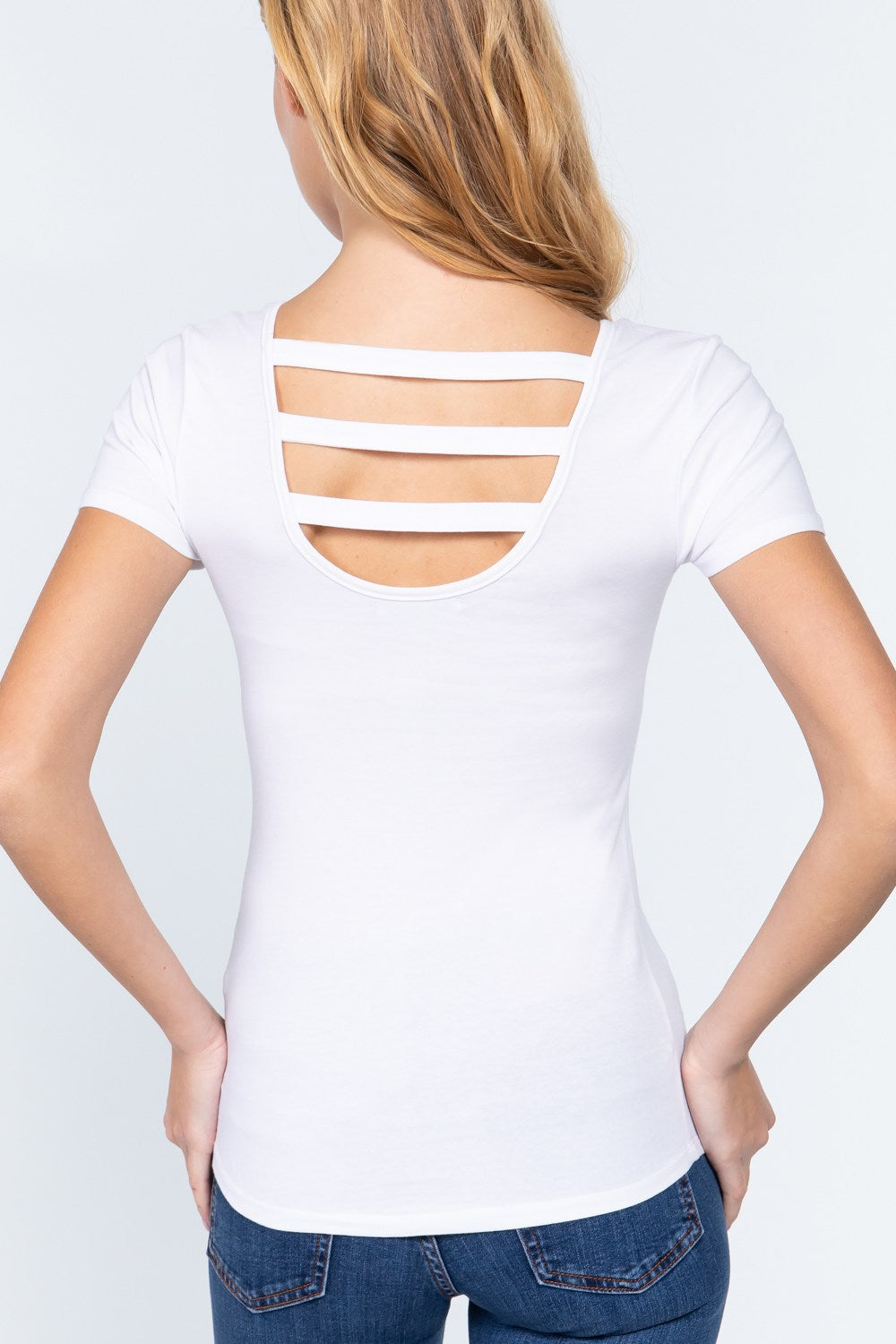 Women's Round Neck Short Sleeve Cotton Top Zipper Pocket T-Shirt - White