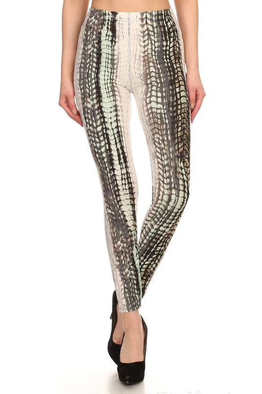 Women's Snake Scales Printed Leggings High Waist Yoga Pants Stretch Gym Fitness