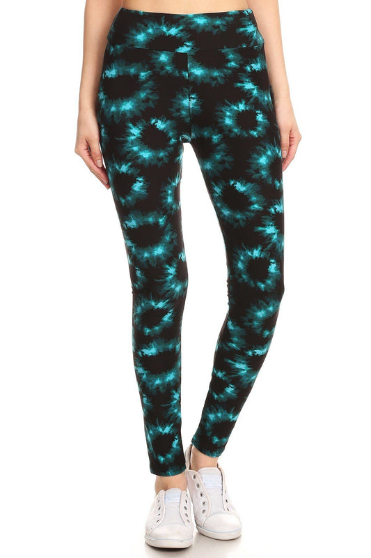 Women's Tie Dye Printed Leggings High Waist Yoga Pants Stretch Gym Fitness
