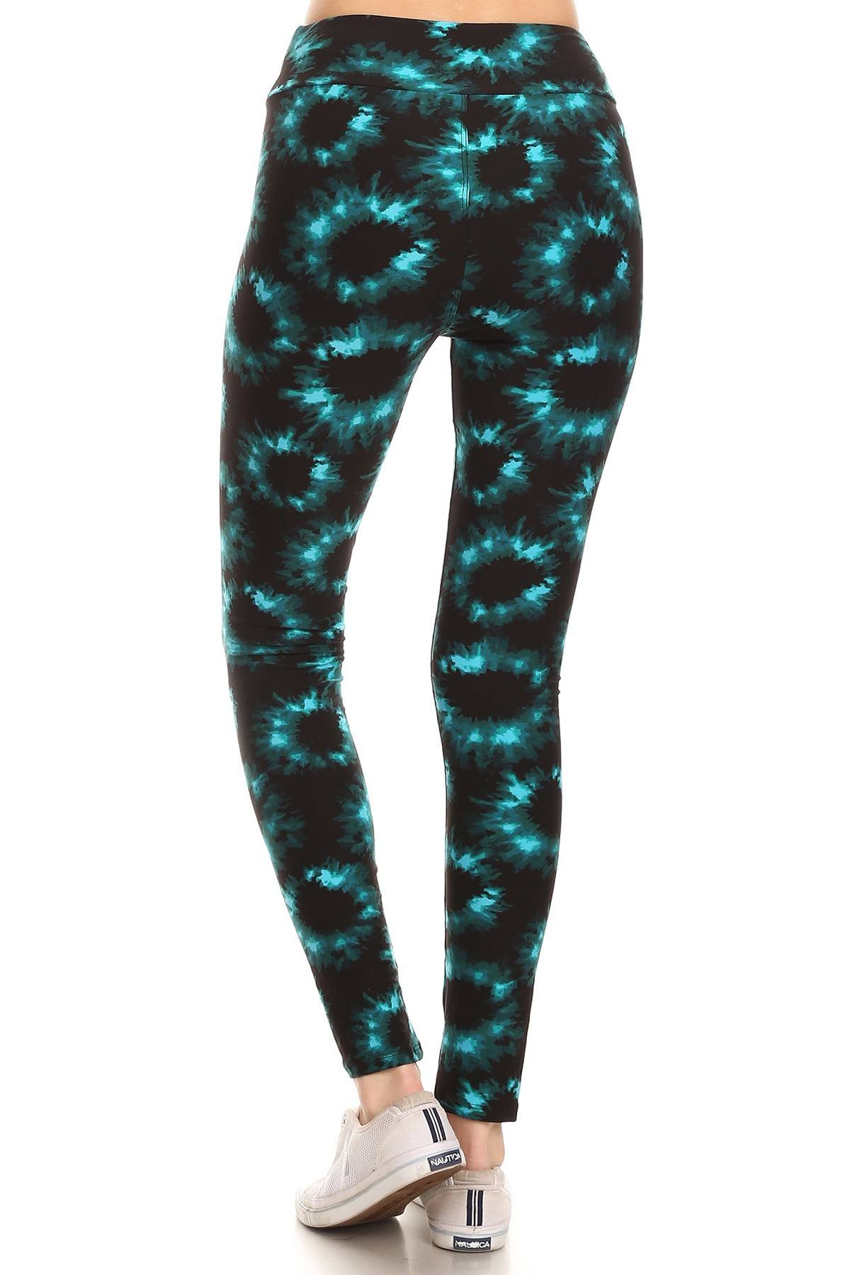 Women's Tie Dye Printed Leggings High Waist Yoga Pants Stretch Gym Fitness