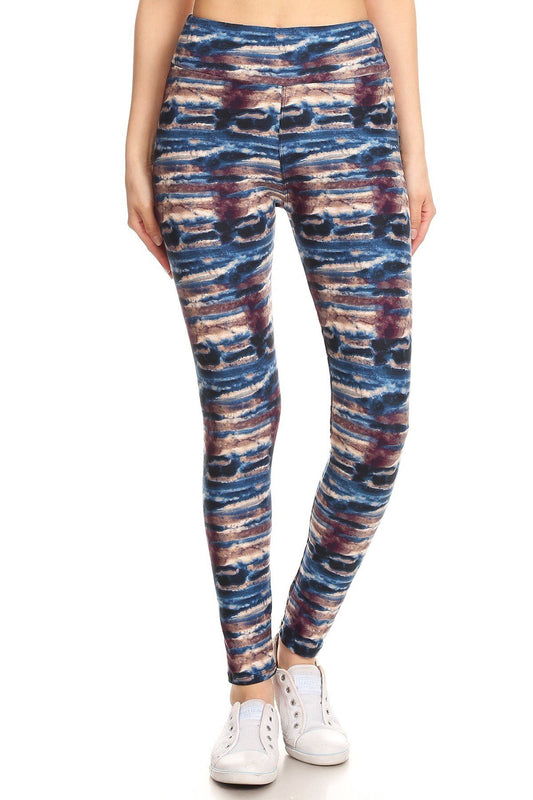 Women's Tie Dye Printed Leggings High Waist Yoga Pants Stretch Gym Fitness