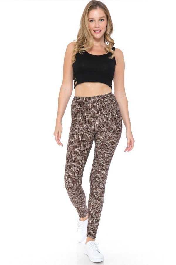 Women's Multi Printed Leggings High Waist Yoga Pants Stretch Gym Fitness