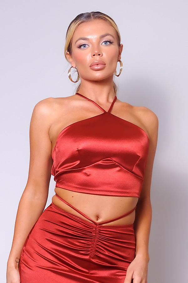 Women Halter Neck Crop Top Crossed Back Stretch Spaghetti Straps Under Bust Tank