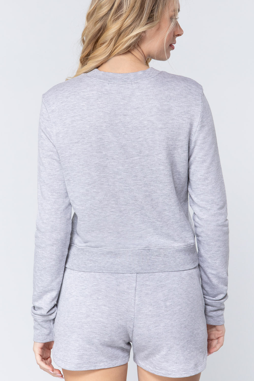 Women's Long Sleeve Crew Neck Slub Terry Top Soft Rayon Shirt