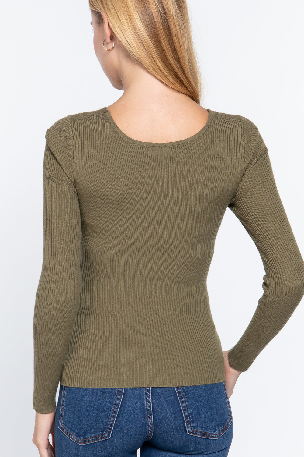 Women's Long Sleeve V-neck Viscose Sweater Soft Front Bust Twisted Knotted