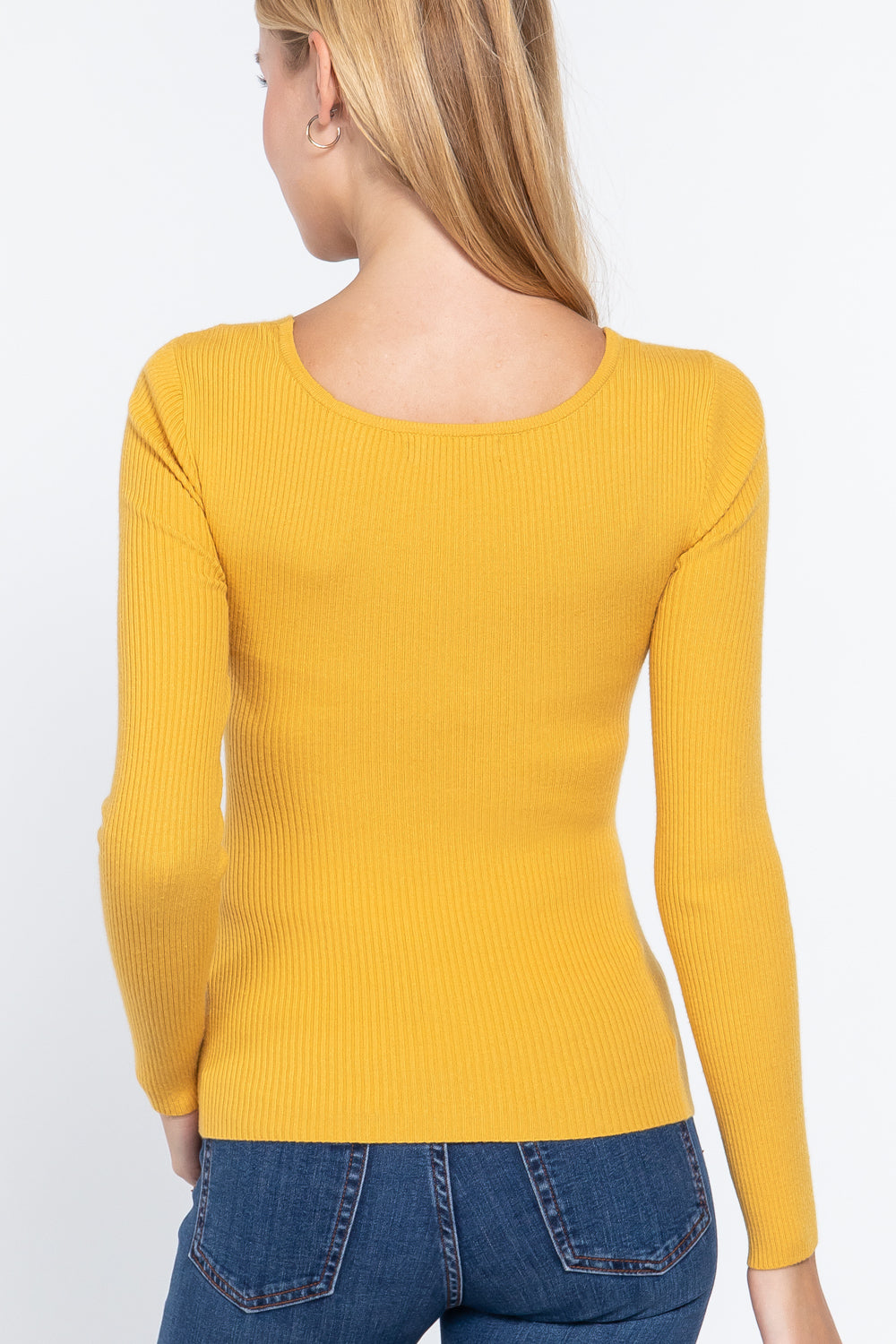Women's Long Sleeve V-neck Viscose Sweater Soft Front Bust Twisted Knotted