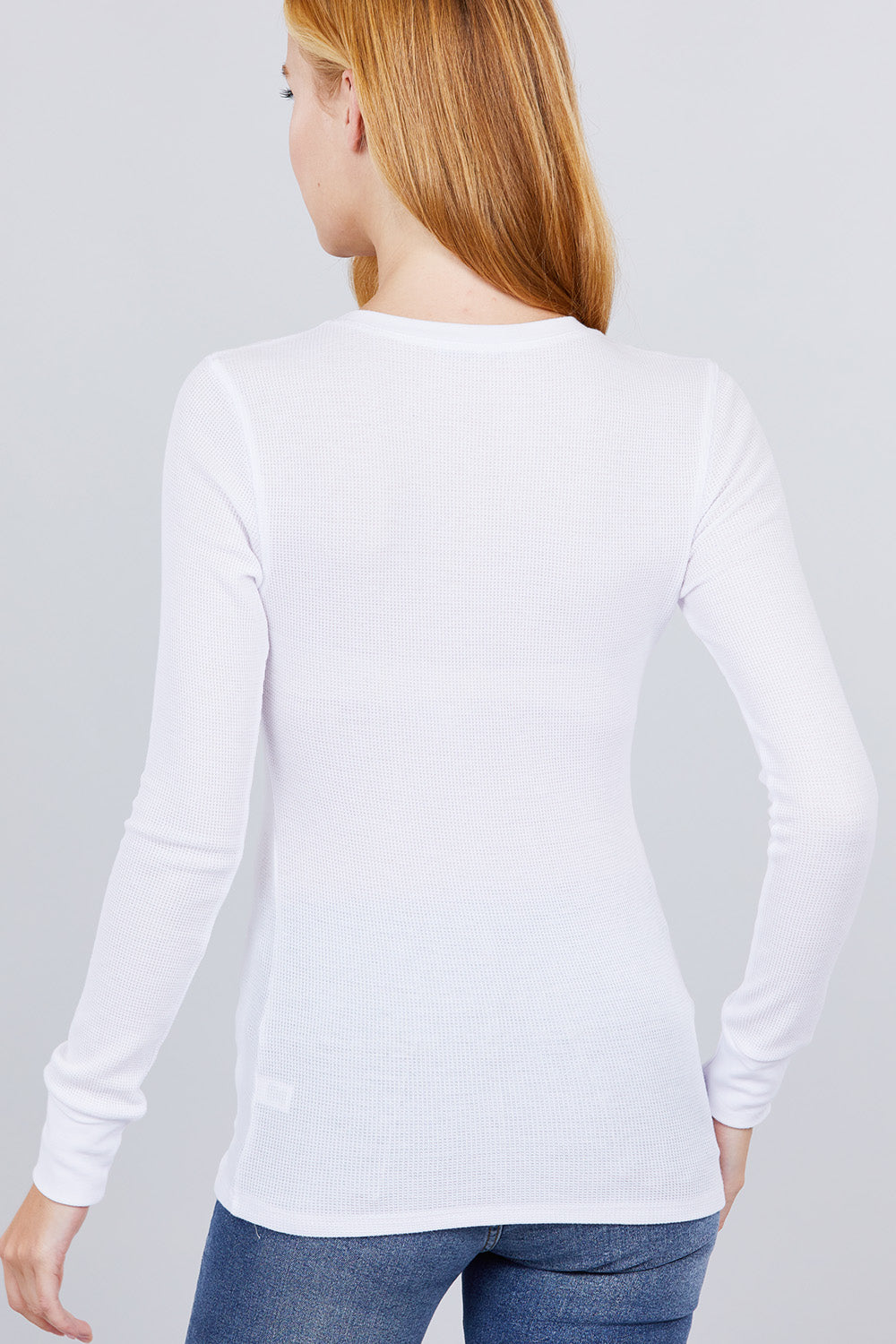 Women's Crew Neck Thermal Shirt Top Long Sleeve Stretch Cotton Knit Tee