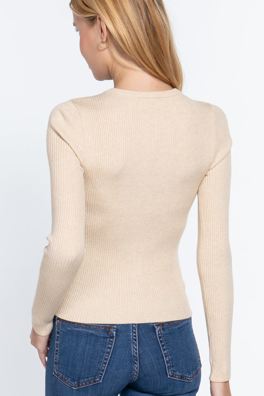 Women's Long Sleeve Crew Neck Basic Cardigan Viscose Soft Knit Button Sweater