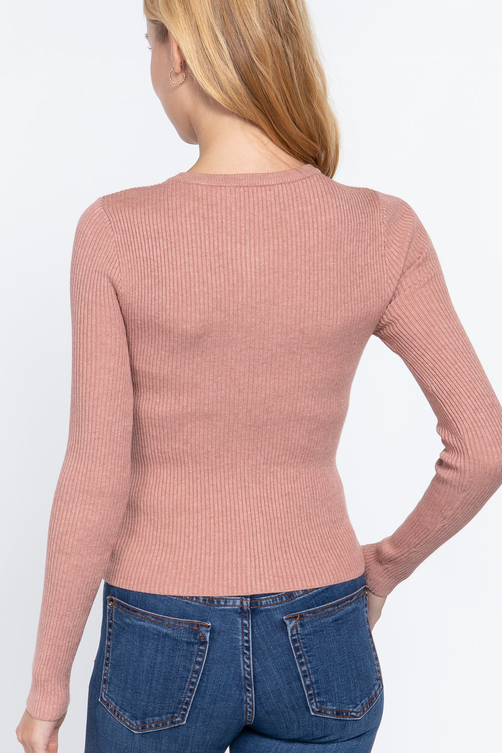 Women's Long Sleeve Crew Neck Basic Cardigan Viscose Soft Knit Button Sweater