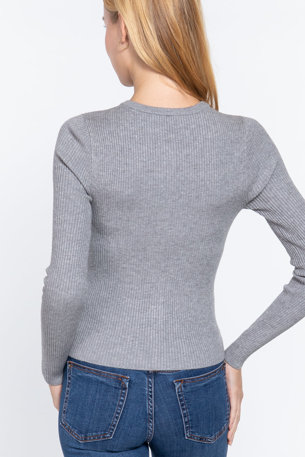 Women's Long Sleeve Crew Neck Basic Cardigan Viscose Soft Knit Button Sweater