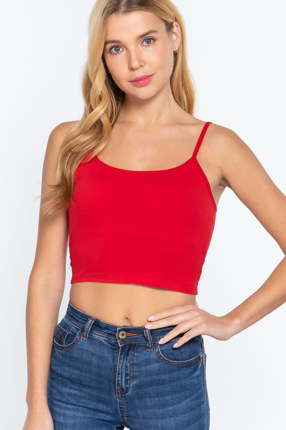 Women's Round Neck Removable Bra Cup Cotton Crop Top Cami Tank Adjustable Straps
