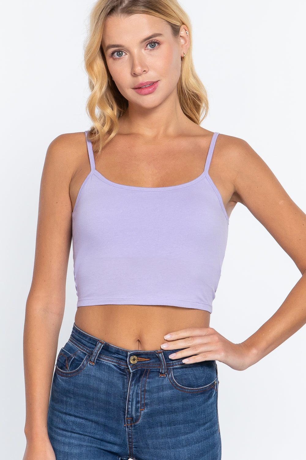 Women's Round Neck Removable Bra Cup Cotton Crop Top Cami Tank Adjustable Straps