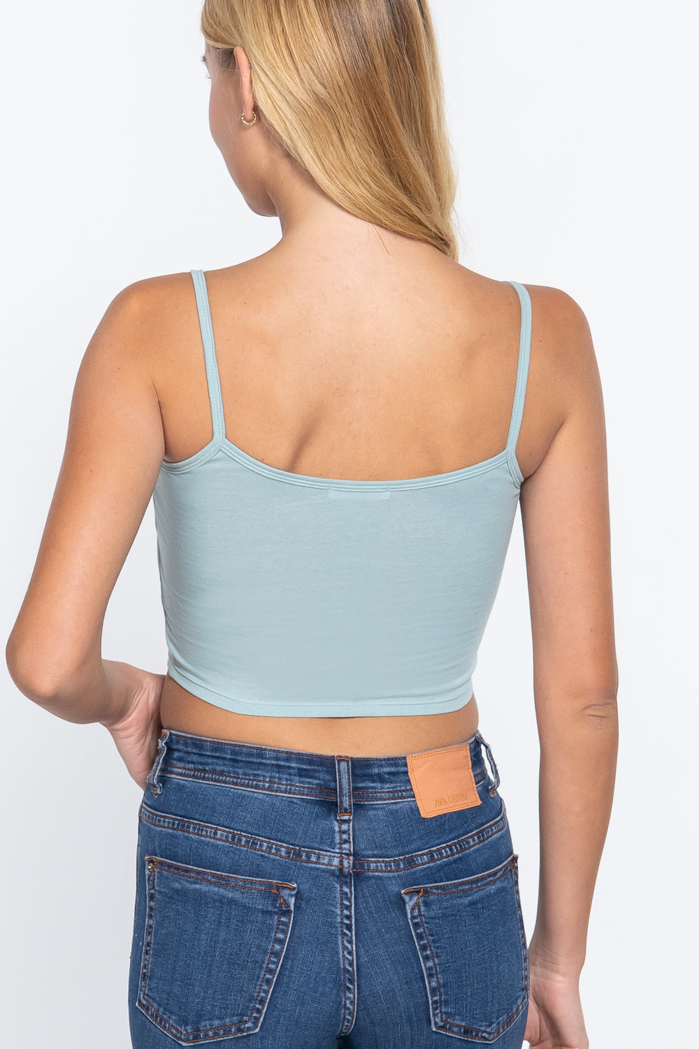 Women's Round Neck Removable Bra Cup Cotton Crop Top Cami Tank Adjustable Straps