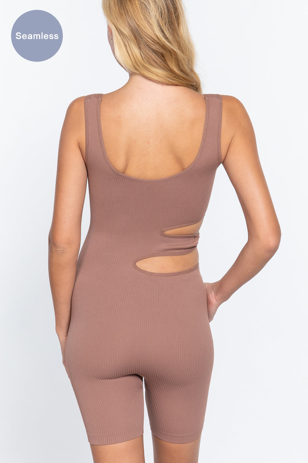 Women's Scoop Neck Seamless Romper Suave Cut-out Stretch Sleeveless Bodysuit