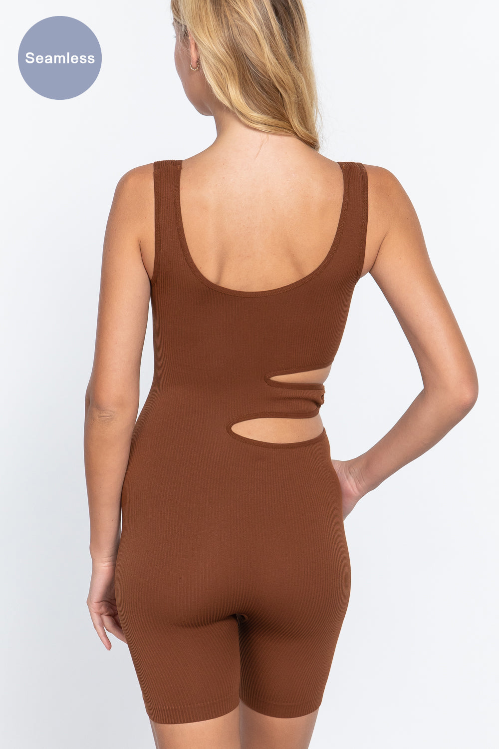 Women's Scoop Neck Seamless Romper Suave Cut-out Stretch Sleeveless Bodysuit