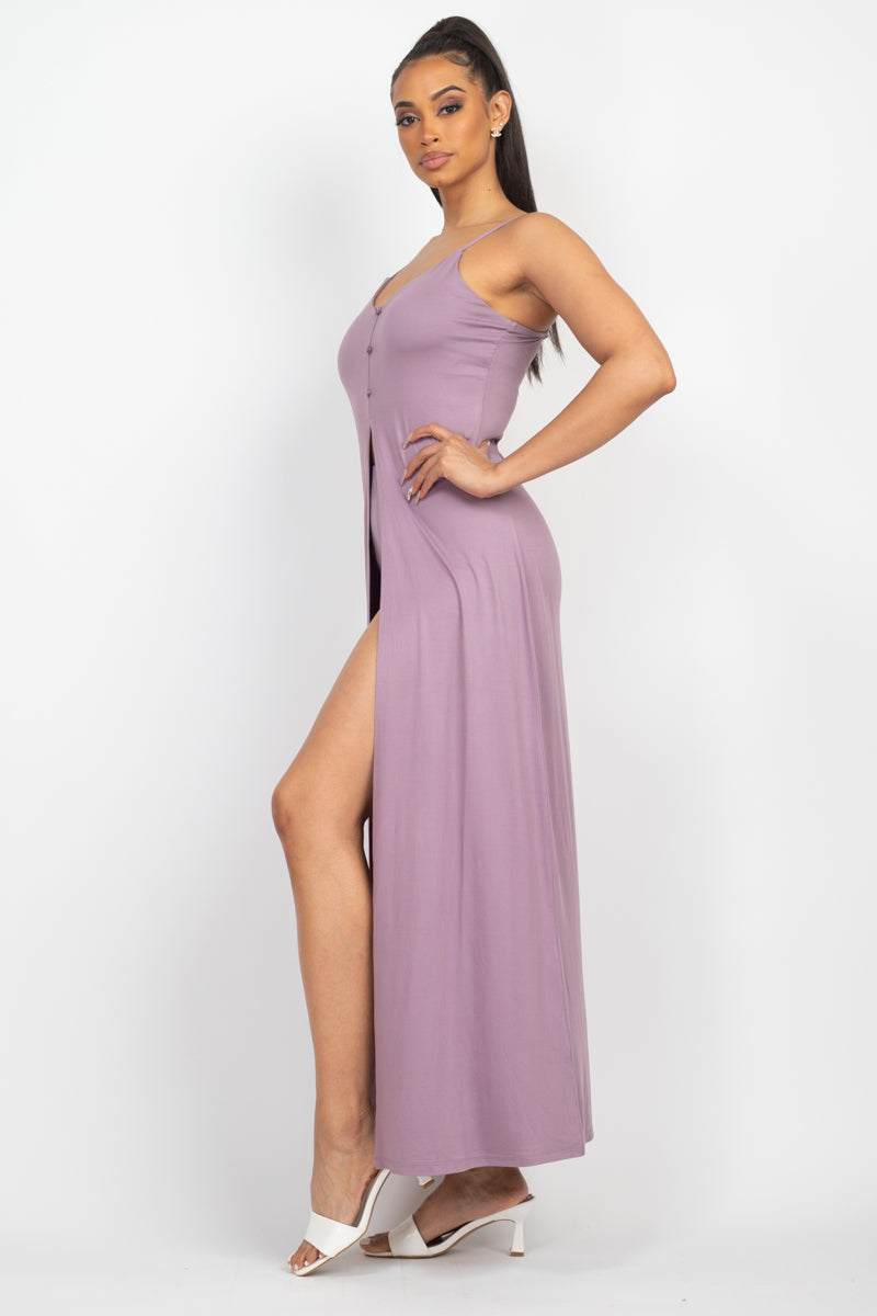 Women Scoop Neck Buttoned Full Cami Tank Sleeveless Top & Casual Mini Shorts Set