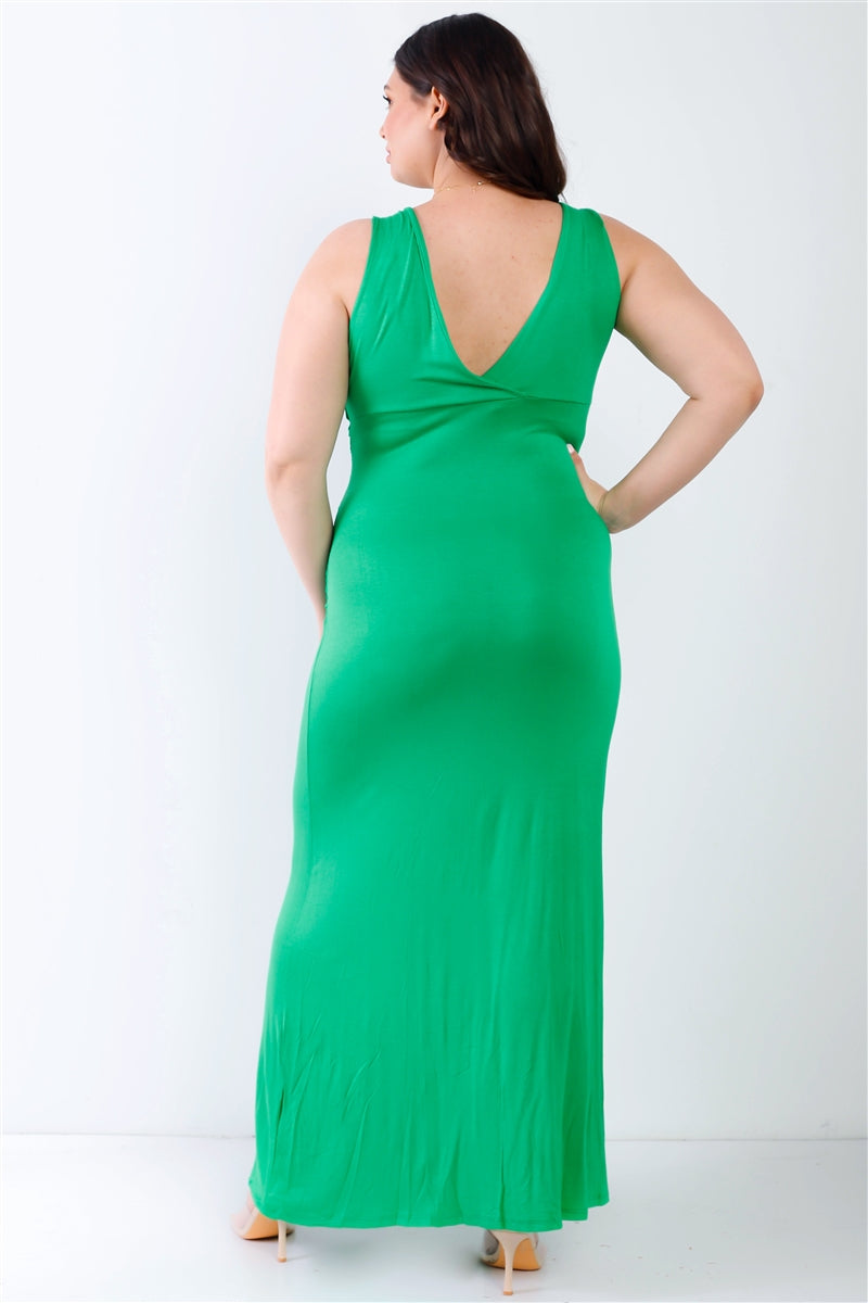 Womens Plus V-neck Sleeveless Stretch Maxi Dress (1XL.2XL.3XL)