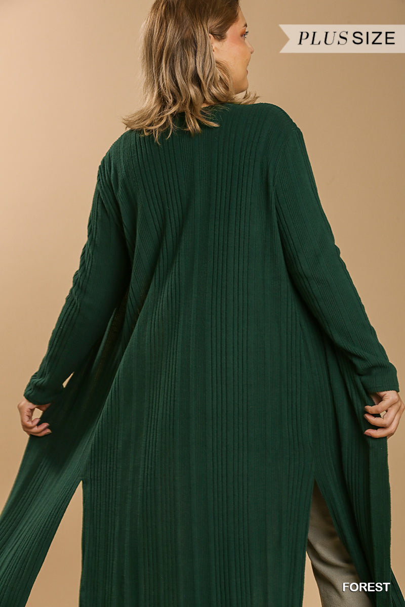 Women's Plus Size Long Cardigan Long Sleeve Open Front Maxi Length Sweater Coat