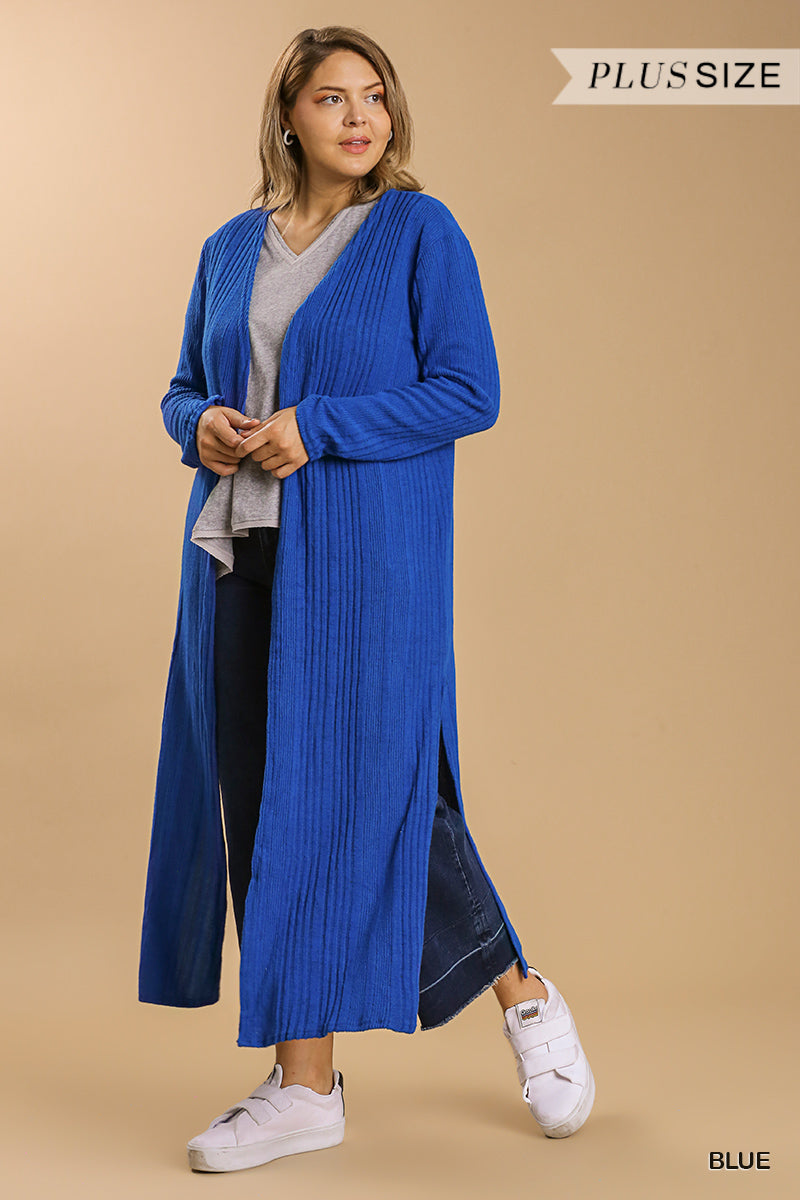 Women's Plus Size Long Cardigan Long Sleeve Open Front Maxi Length Sweater Coat