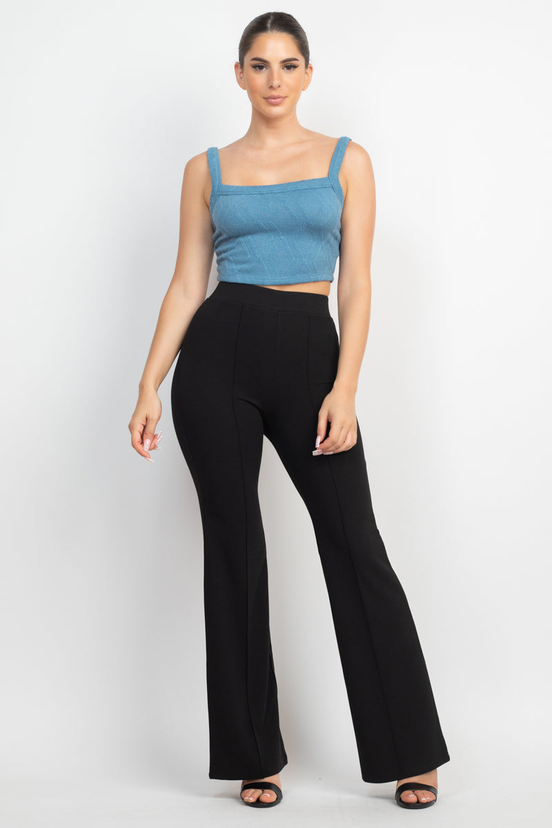 Womens Cami Puff Sleeves Inner Top with Cardigan Set Scoop Neck Ribbed Button