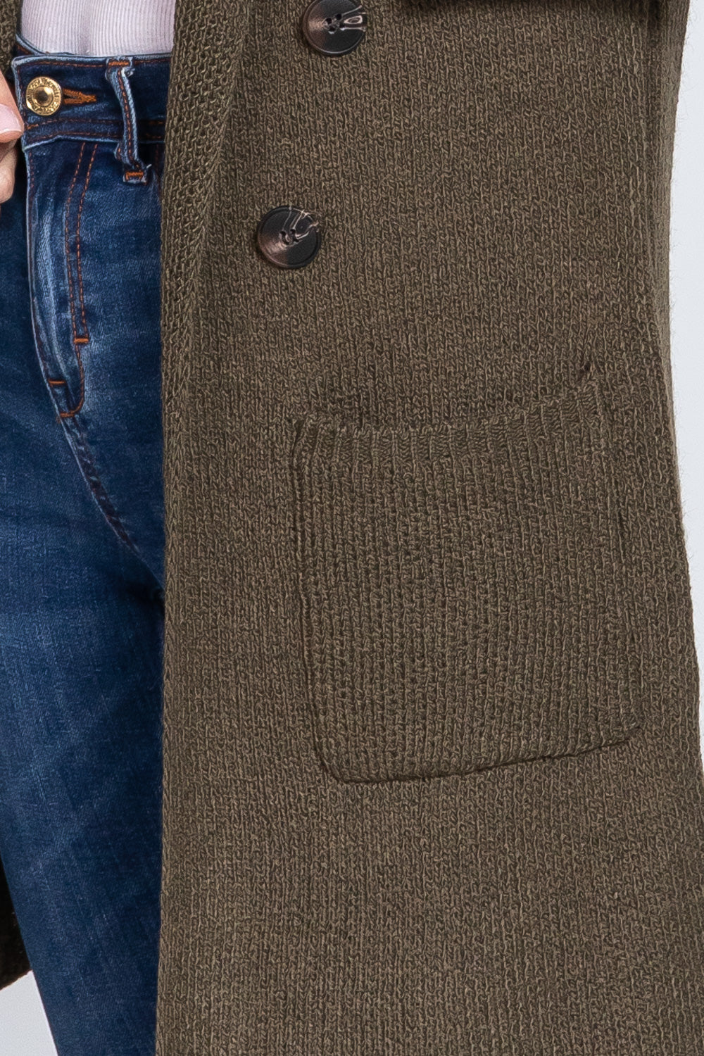 Women's Sleeveless Long Sweater Vest Notched Collar With Side Pocket