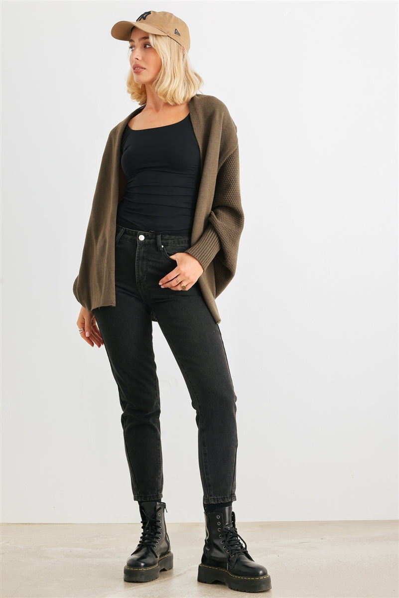 Women's Open Front Cardigan Batwing Sleeve Casual Warm Loose Draped Sweater