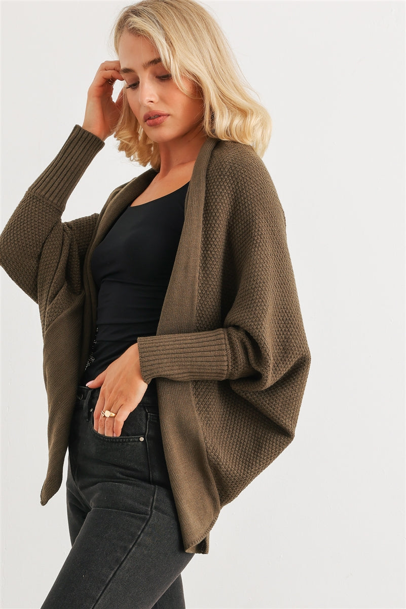 Women's Open Front Cardigan Batwing Sleeve Casual Warm Loose Draped Sweater