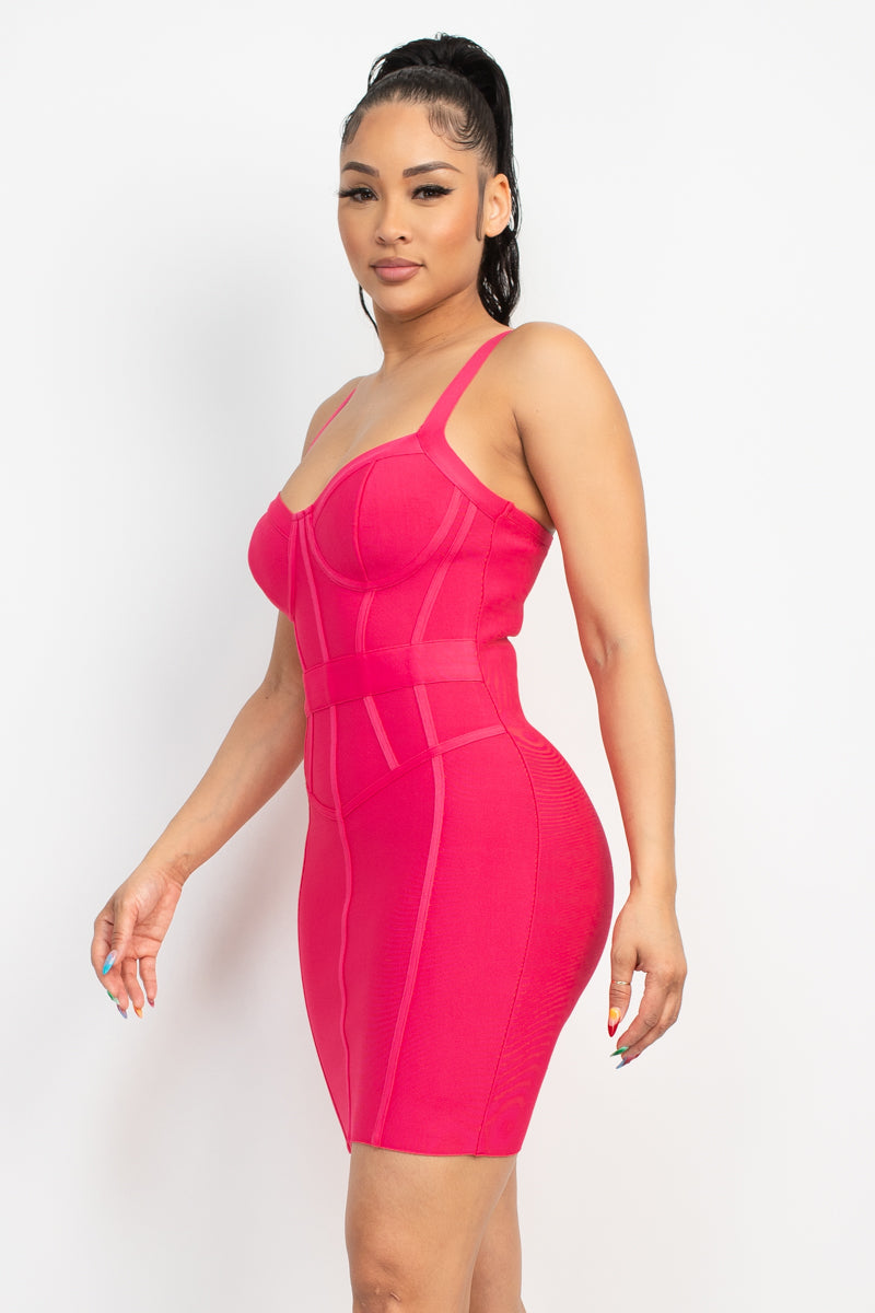 Women's Sweetheart Neck Wide Strap Bandage Dress Mini Tank Bodycon Bustier Top