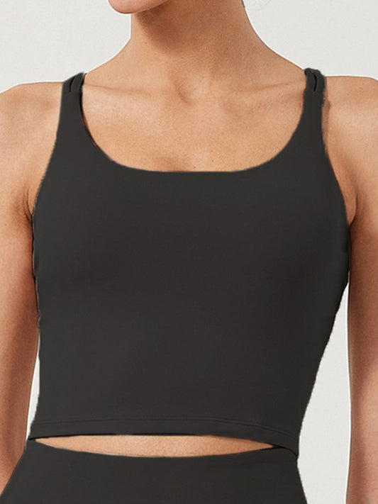 Women Mesh Padded Sports Bra Criss Cross Back Workout Yoga Crop Top - Black