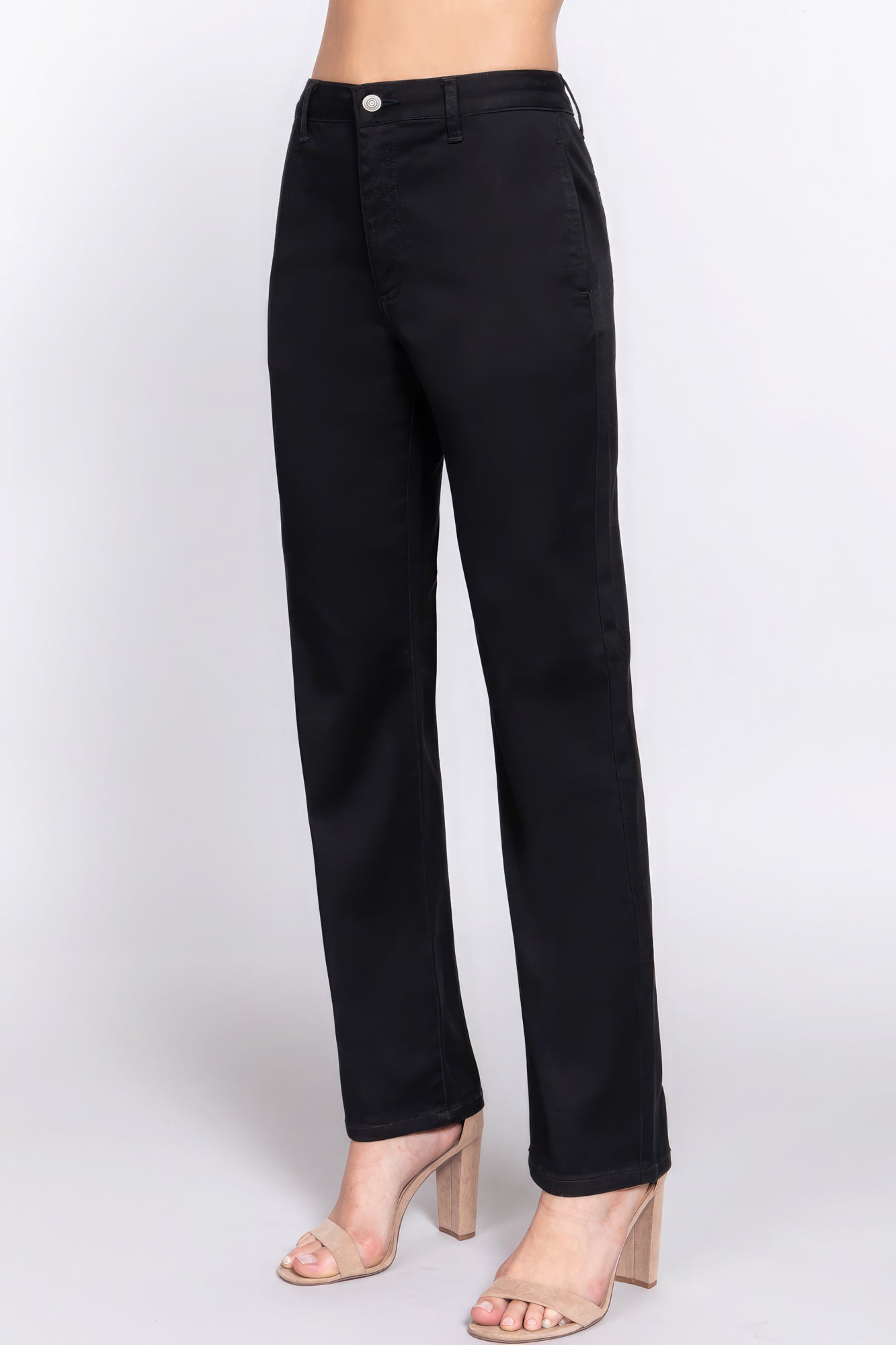 Women's Cotton Twill Long Pants Straight Leg Fit Casual Business Work Solid