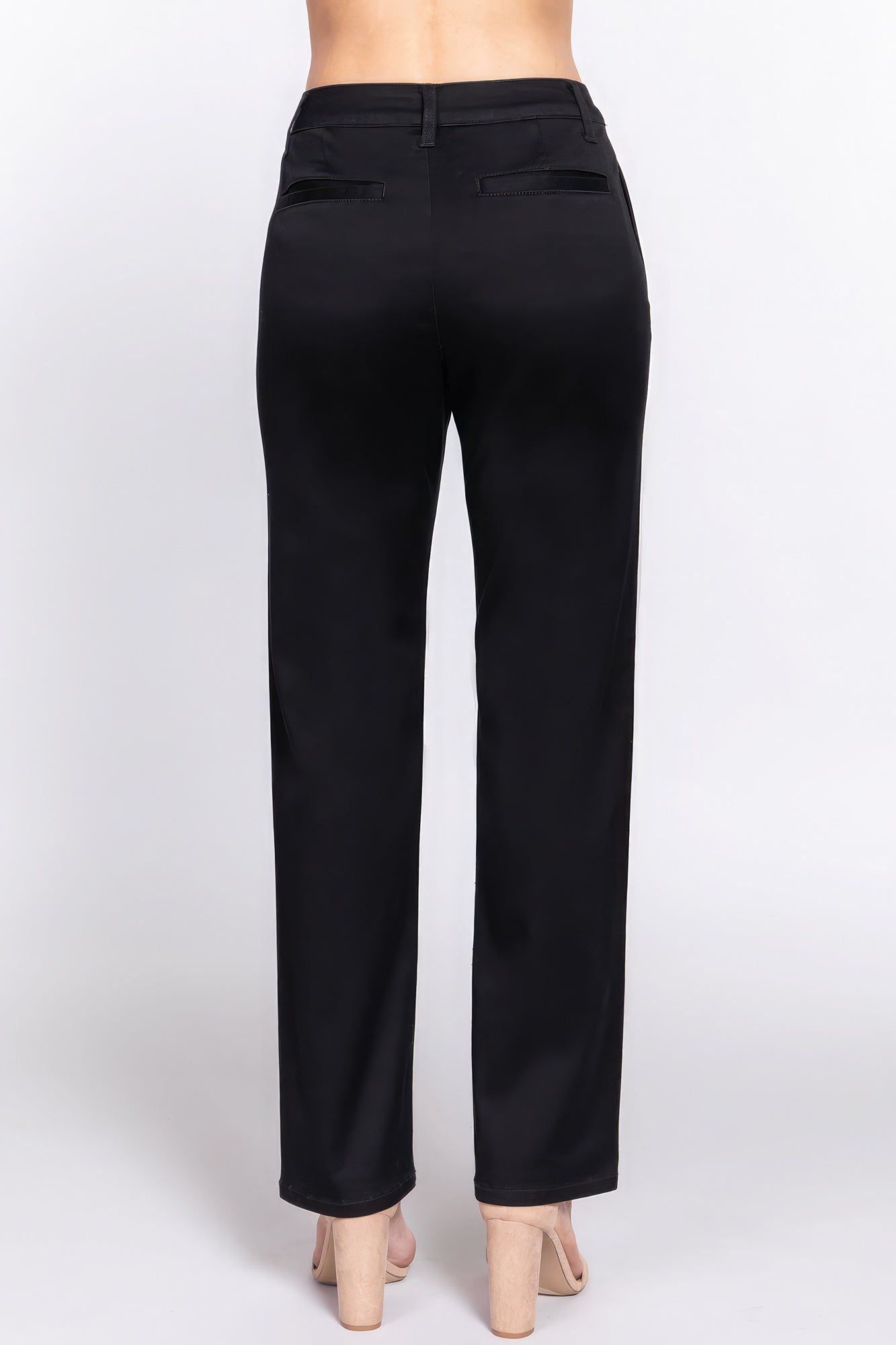 Women's Cotton Twill Long Pants Straight Leg Fit Casual Business Work Solid
