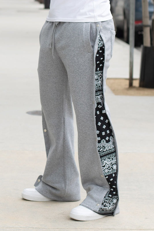 Men's Flared Bandana Fleece Drawstring Sweatpants Pants