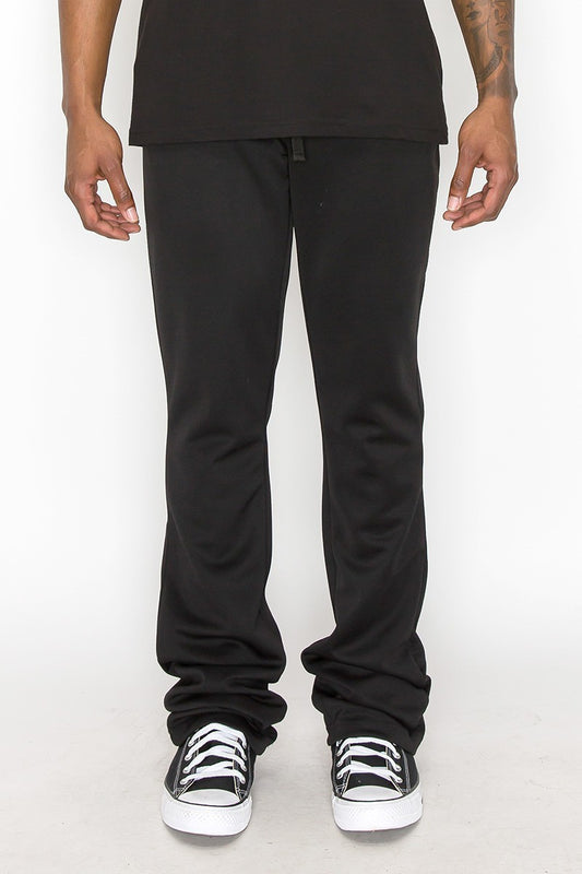 Men's Solid Flare Stacked Drawstring Sweatpants Track Pants