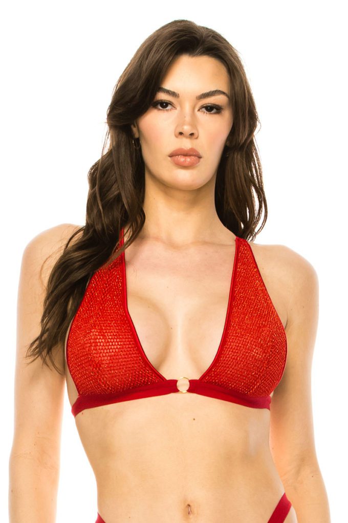 Women's Crossback Triangle Bralette Non-removable Straps Comfort Soft Bra