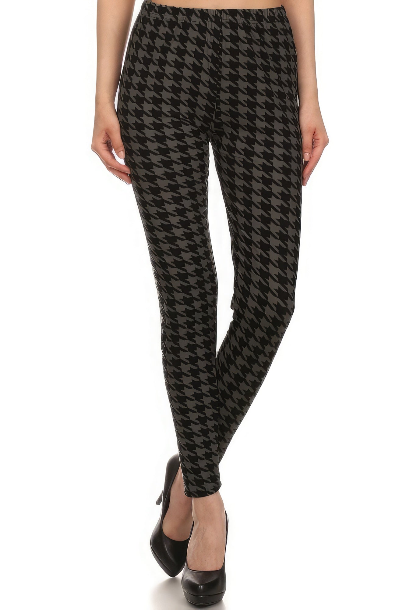 Women's High Waisted Houndtooth Printed Yoga Pants Leggings Stretch Gym Fitness