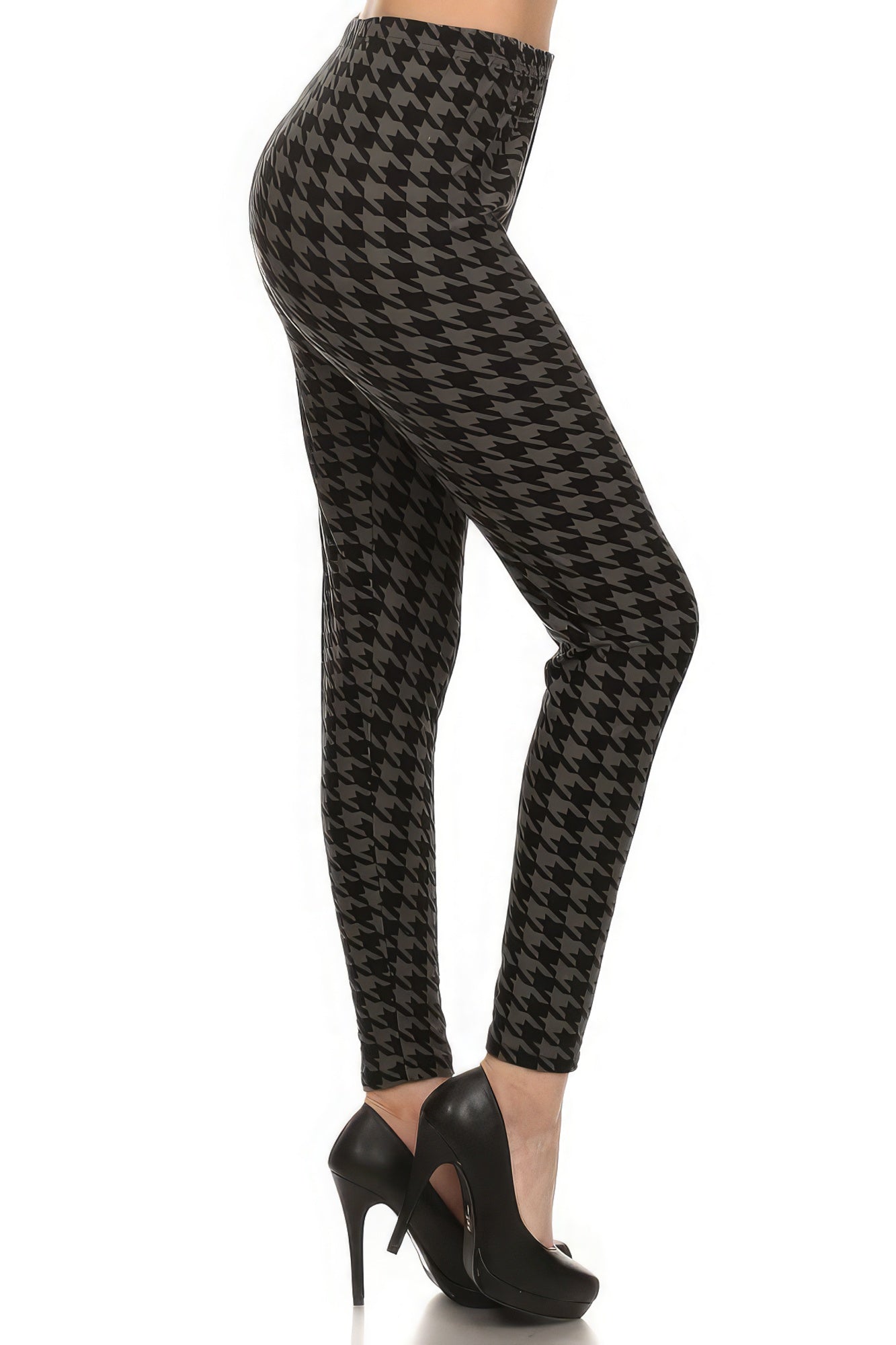 Women's High Waisted Houndtooth Printed Yoga Pants Leggings Stretch Gym Fitness