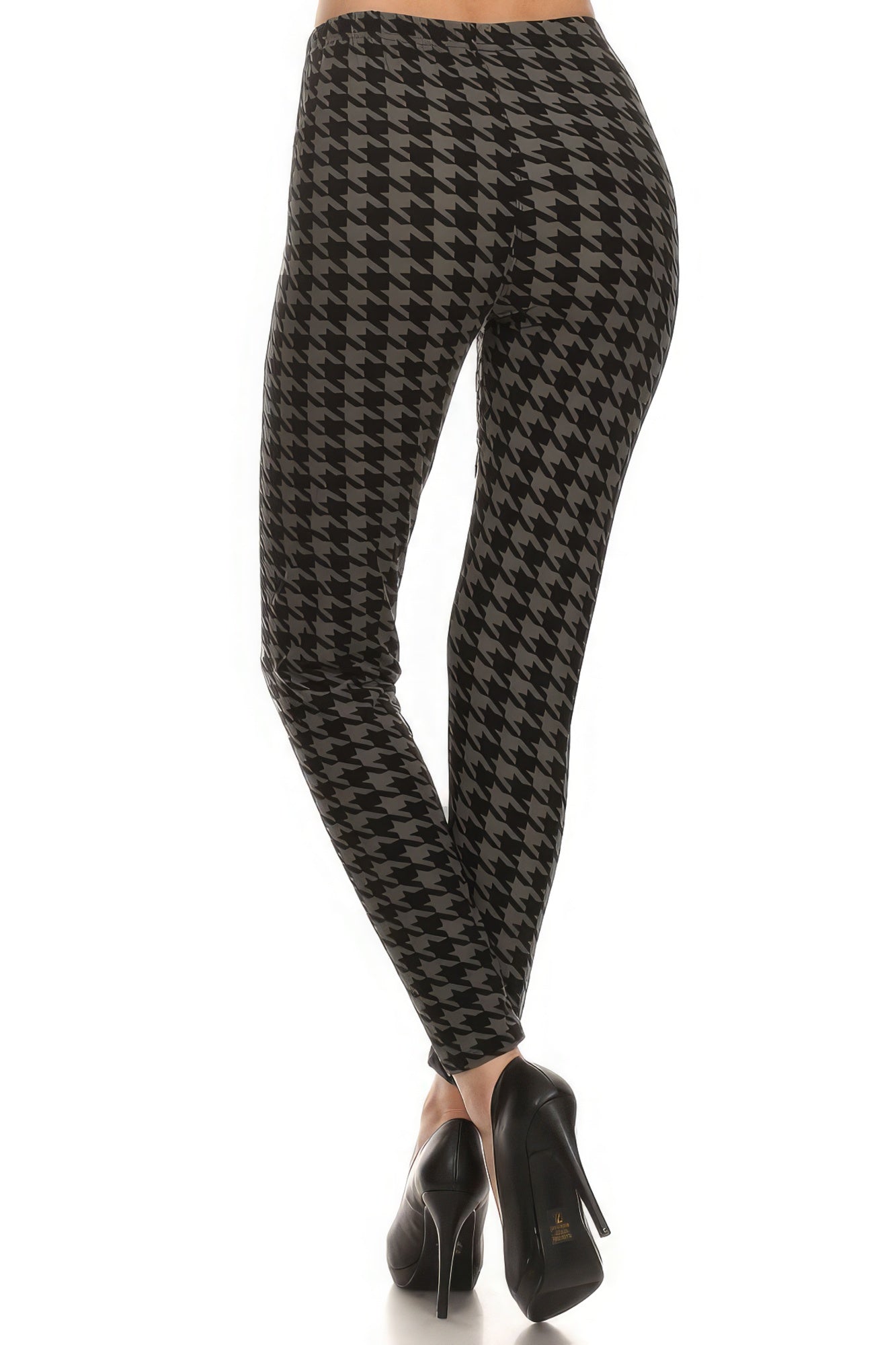 Women's High Waisted Houndtooth Printed Yoga Pants Leggings Stretch Gym Fitness