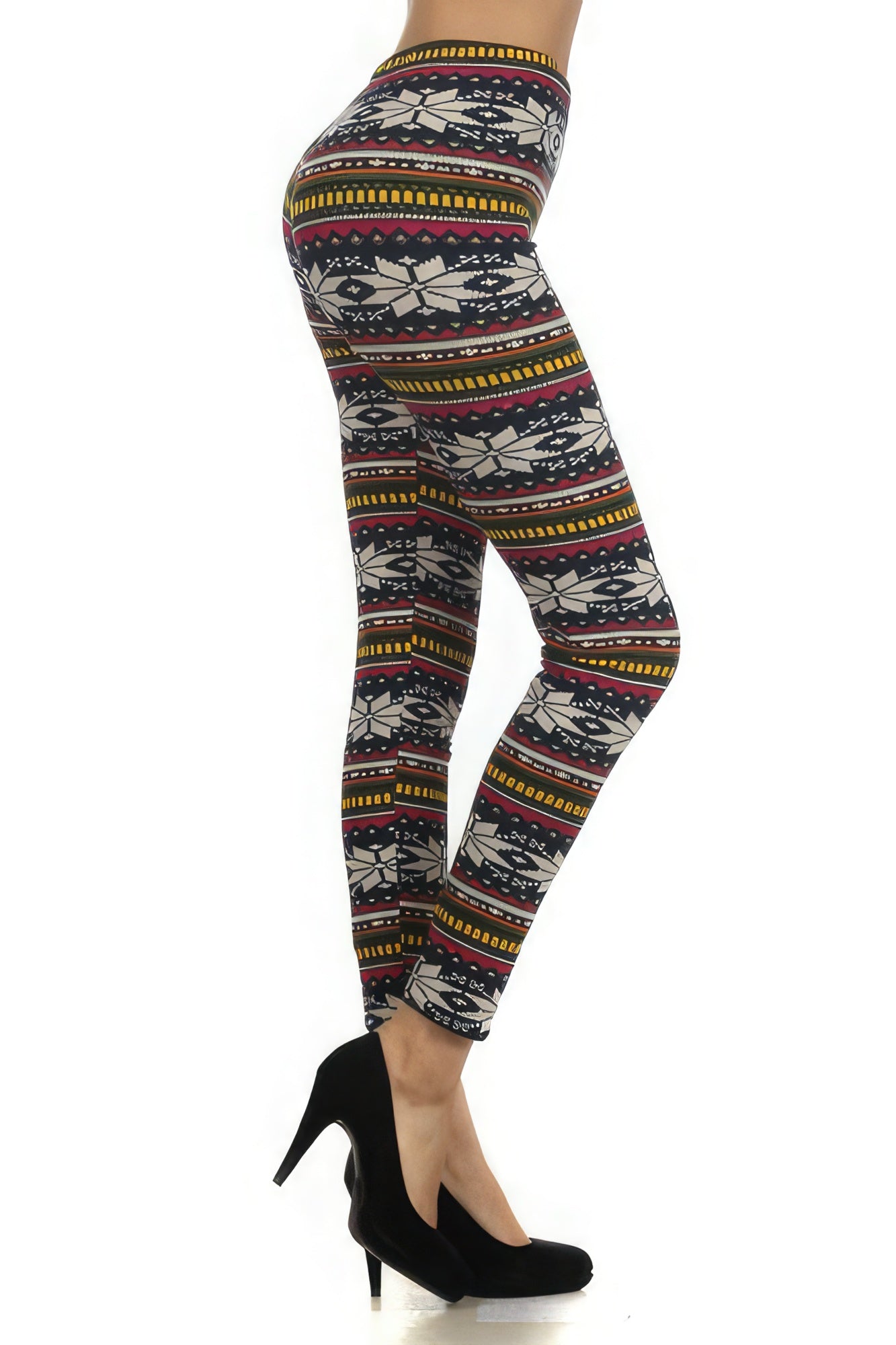 Women's Fair Isle Printed High Waist Yoga Pants Leggings Stretch Gym Fitness
