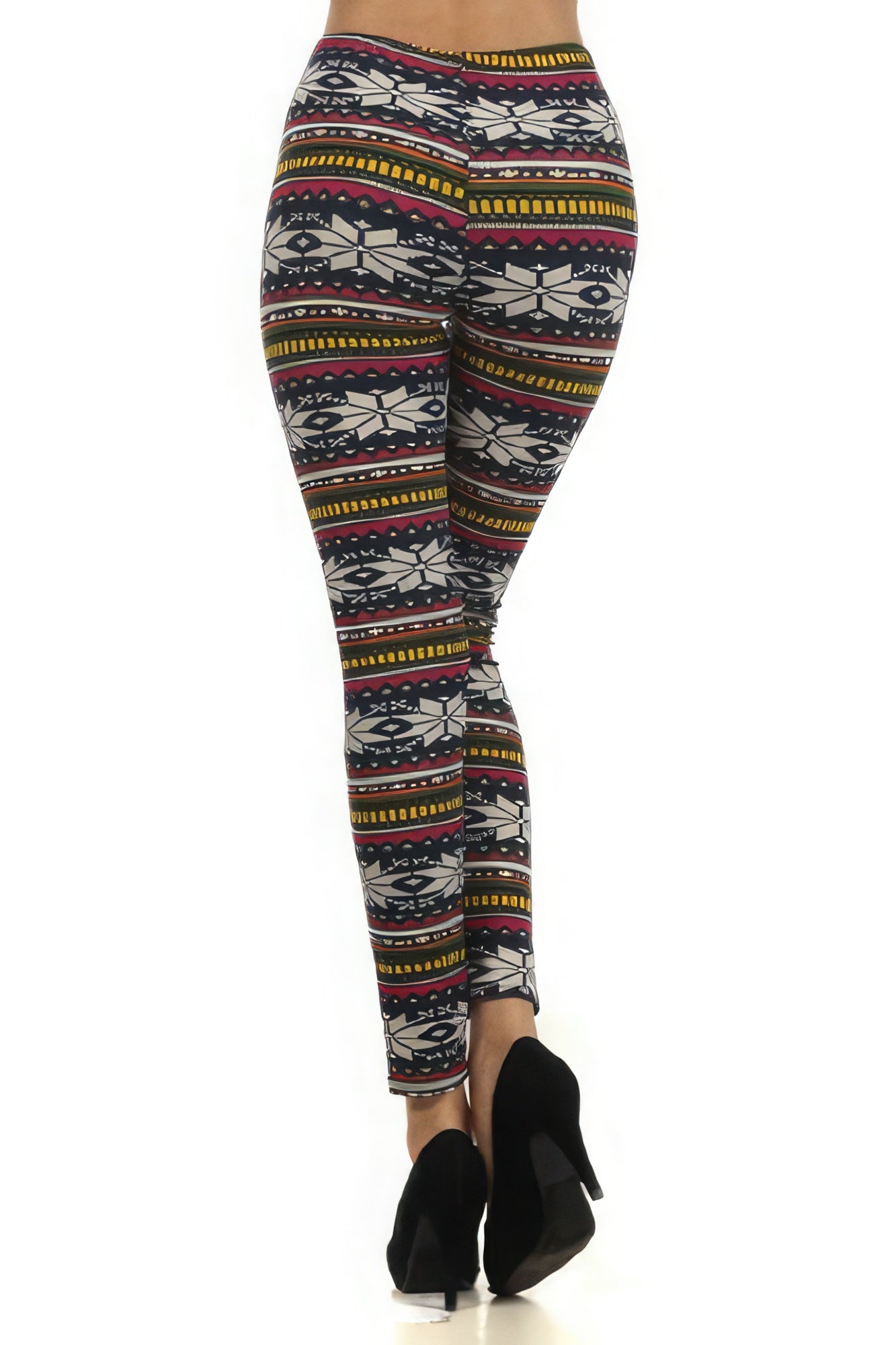 Women's Fair Isle Printed High Waist Yoga Pants Leggings Stretch Gym Fitness