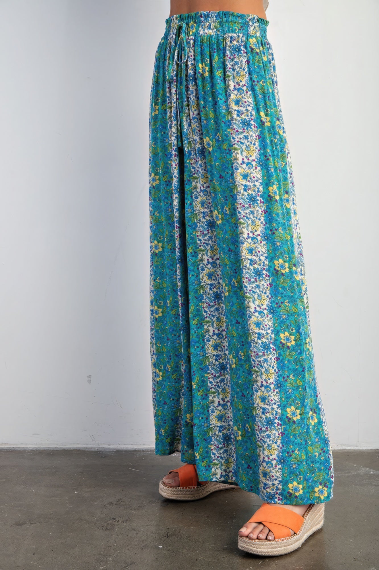 Women's Floral Print Wide Leg Pants Gauze Palazzo Bohemian Beach Trousers Lounge